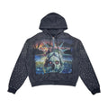 Washed F. Terry Pullover Hoodie w/ Rhinestones on Sleeves GRAY