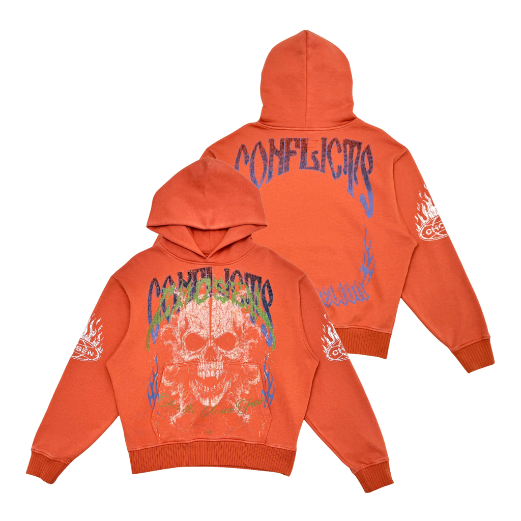 Oversized pull-over hoodie ORANGE