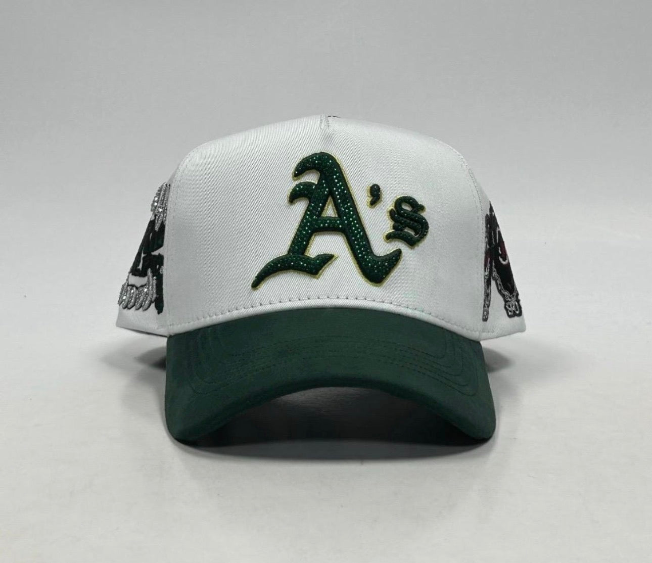 Caps'Fans A's Ninety Cap With Crystals- White/Green