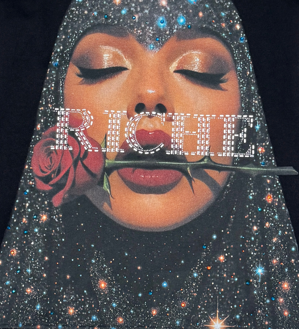 VIE RICHE Live Rose Crew- Black