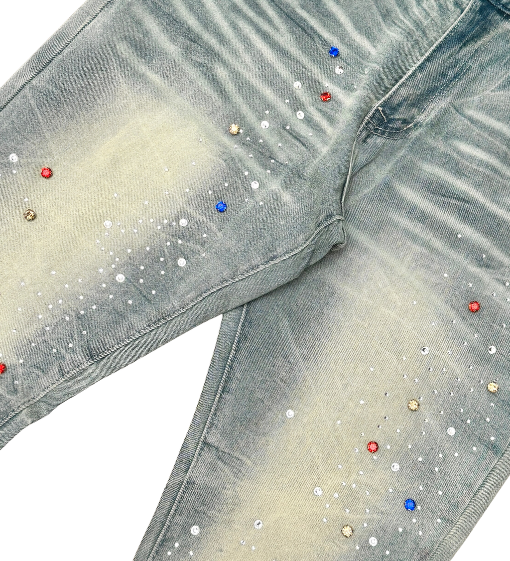 Kloud9 Denim Jeans W/Rhinestone- Indigo Tint