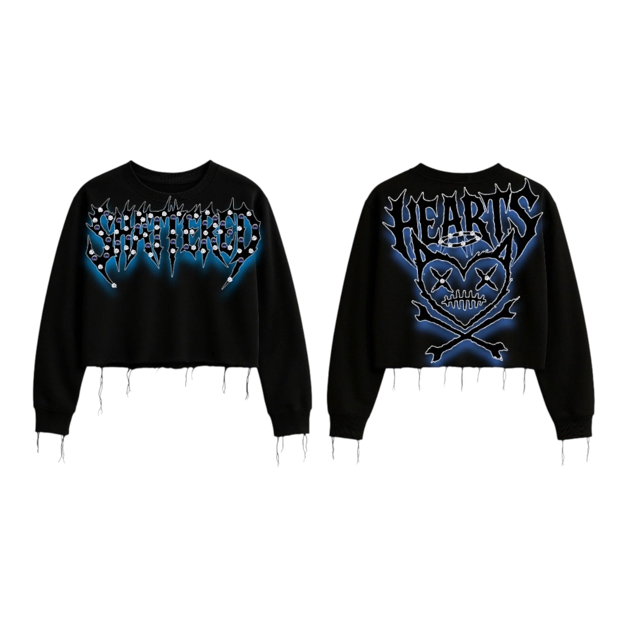 SHATTERED 'Heads' Crop Sweater- Black