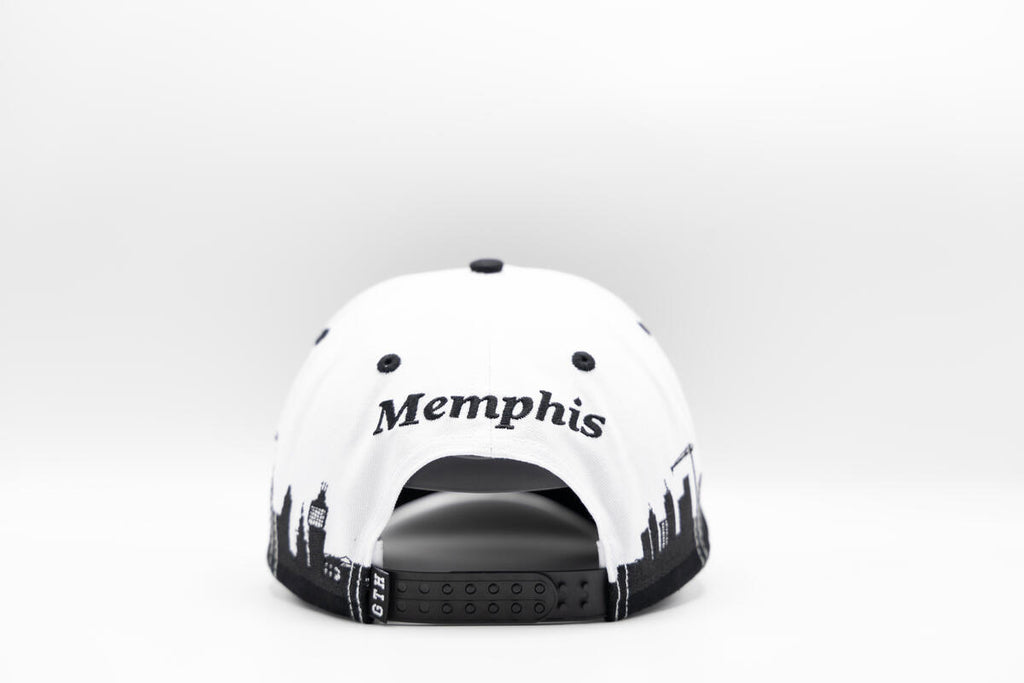 Gth Memphis Skyline Snapback Cap- White Black