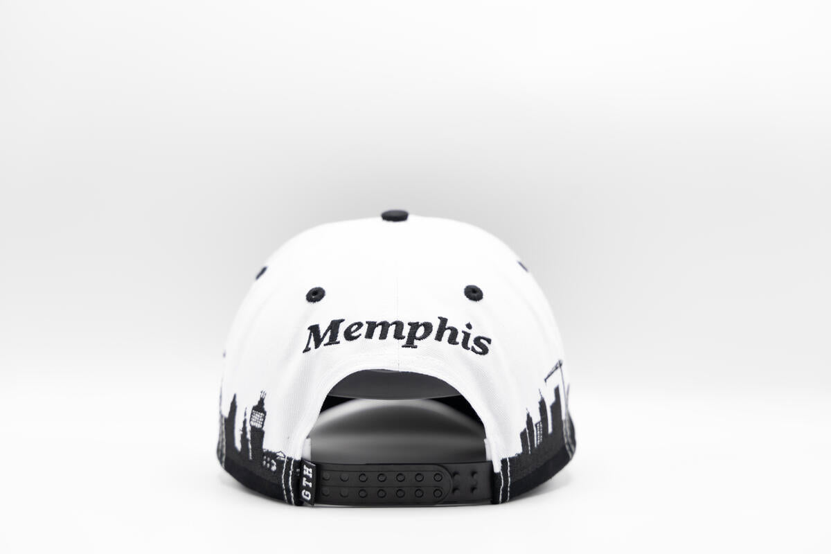Gth Memphis Skyline Snapback Cap- White Black
