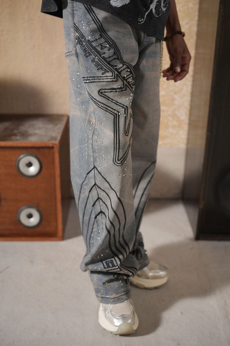 Elite Embellished Denim Jeans- Vintage