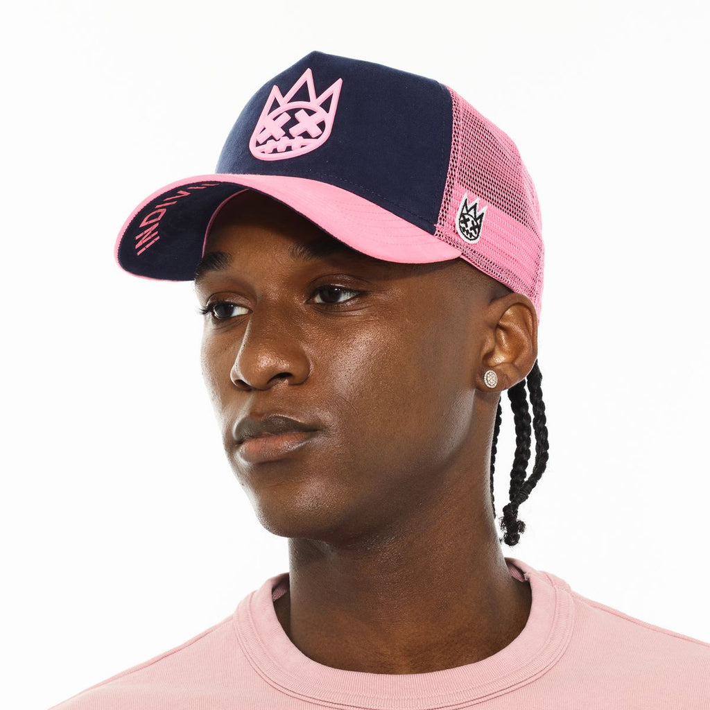 Cult Logo Mesh Back Trucker Hat 'Shimuchan'- Midnight Blue/Pink