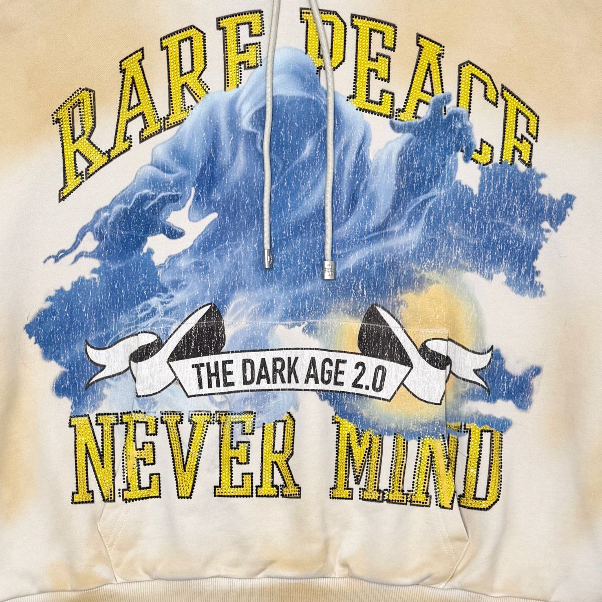 Washed F. Terry Hoodie w/ Rhinestone CREAM