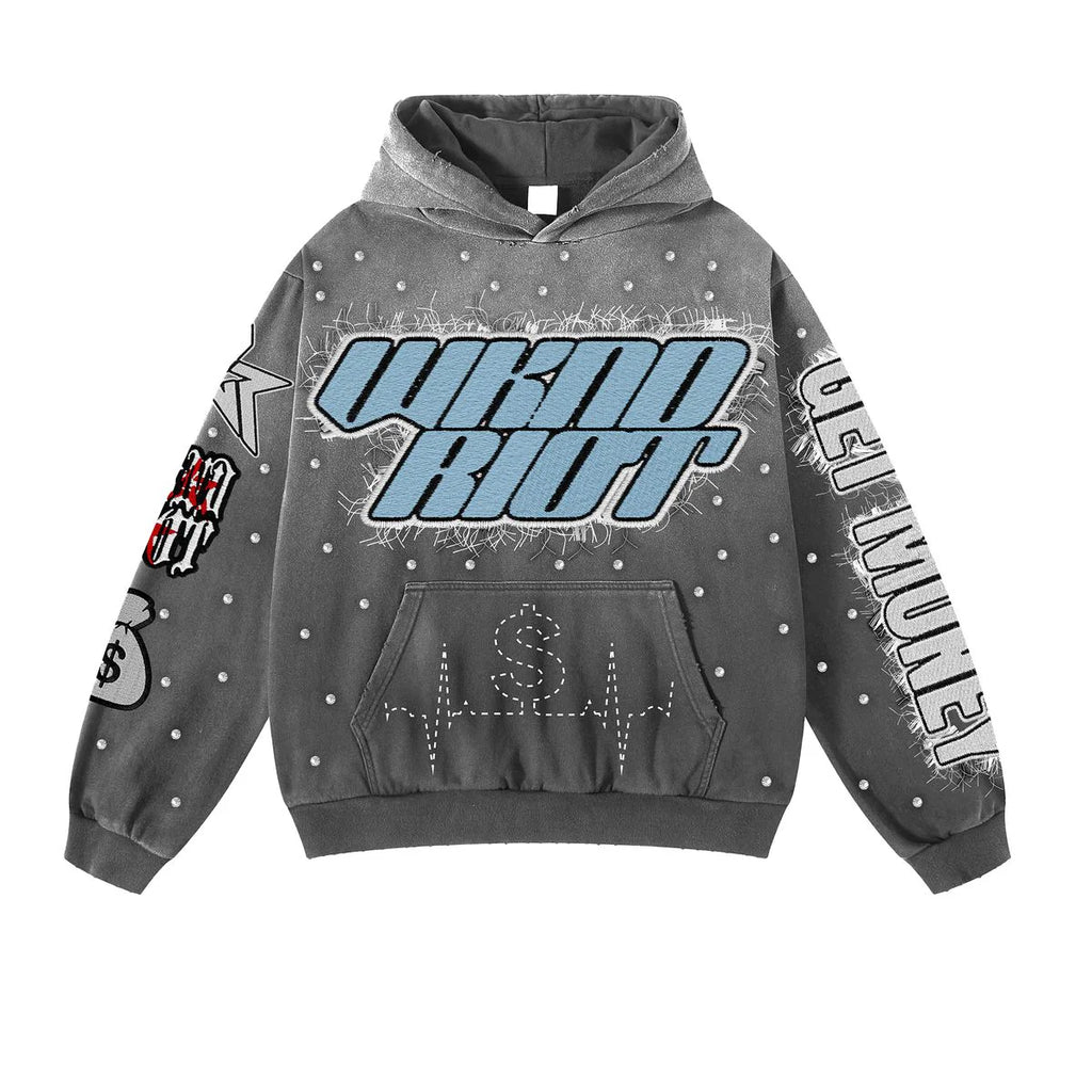 WKND RIOT Patches & Rhinestones Hoodie