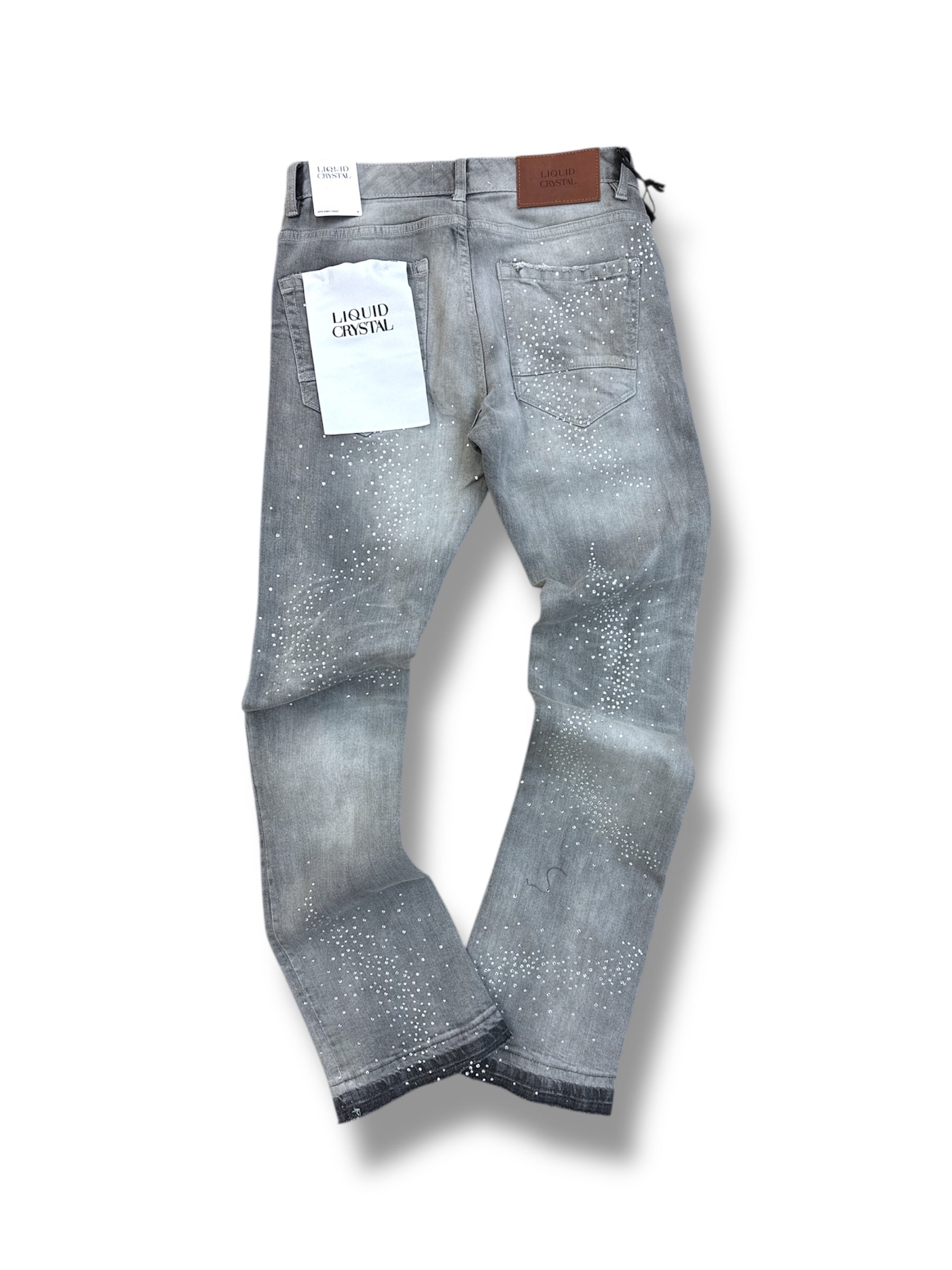 JC Liquid Crystal Stacked Jeans- Cement Wash
