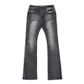 Vicious Embellish Rhinestone Flare Denim-Dk Grey