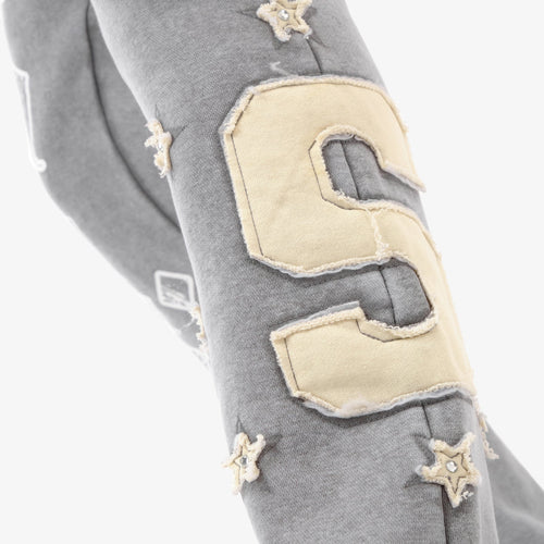 Copper Rivet Saint Stacked Sweatpants- Grey