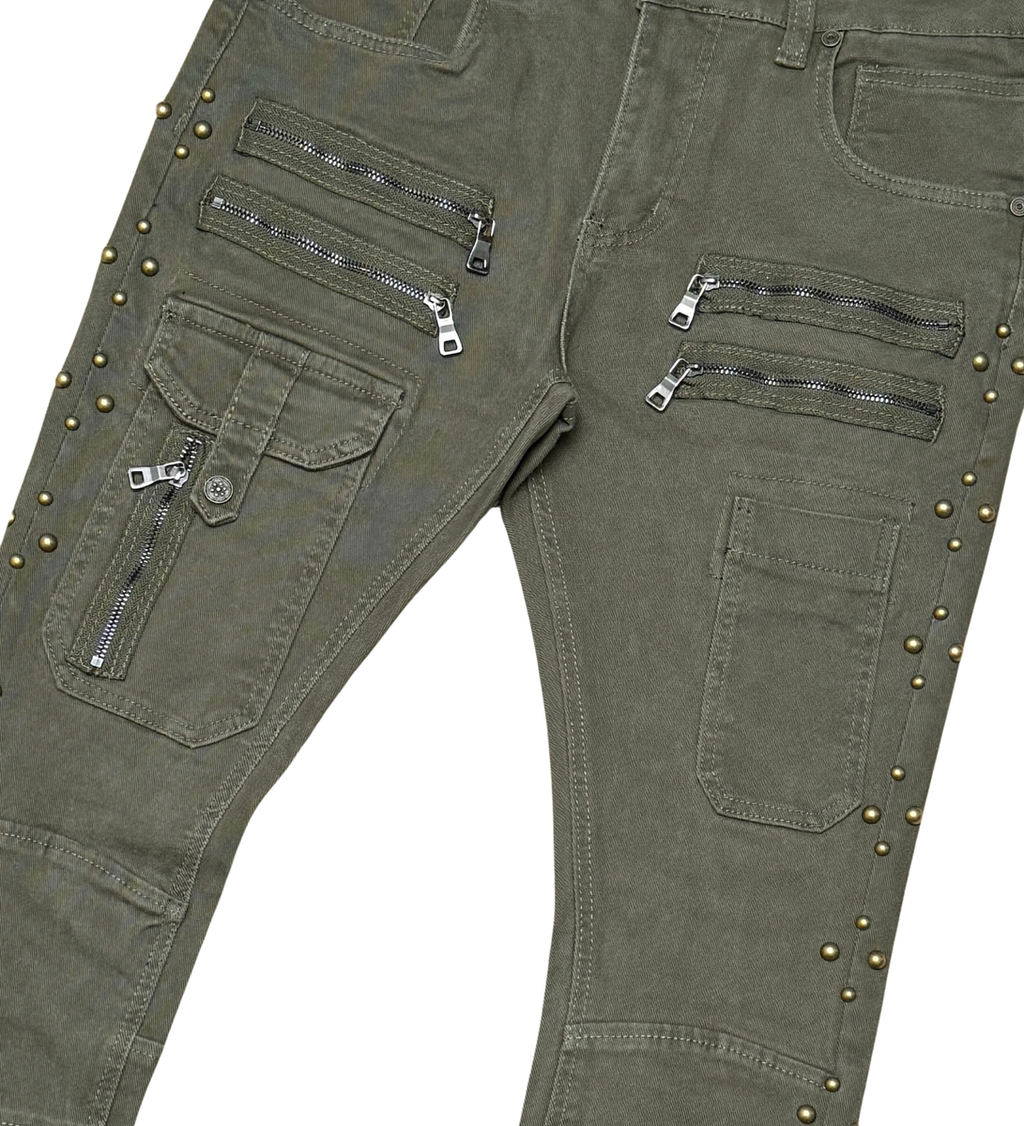Gunzinii Stacked Jeans- Olive