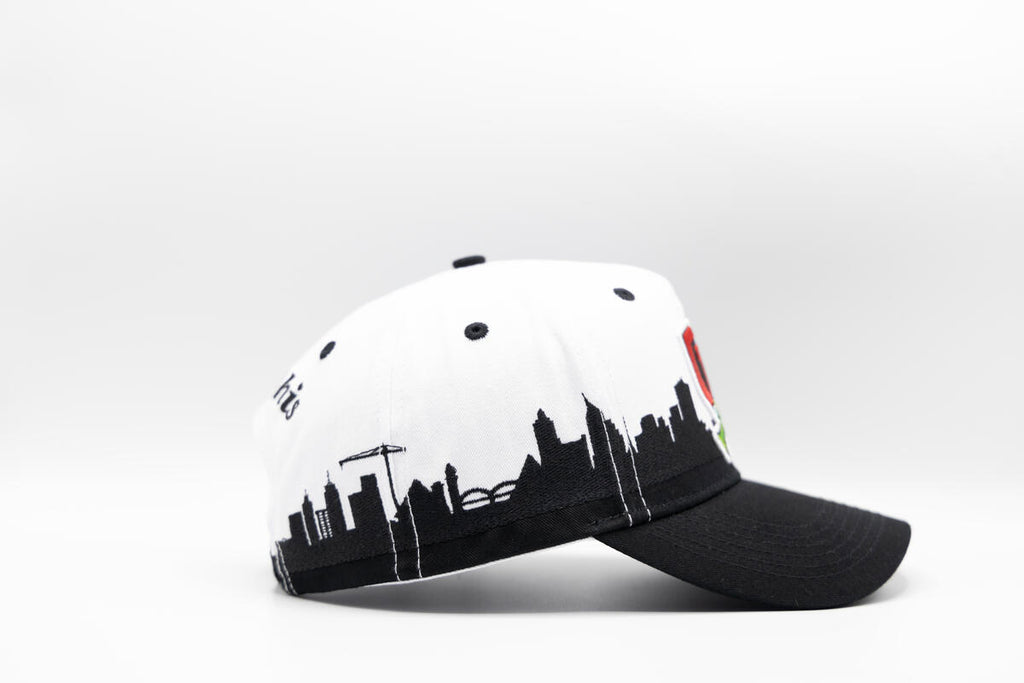 Gth Memphis Skyline Snapback Cap- White Black