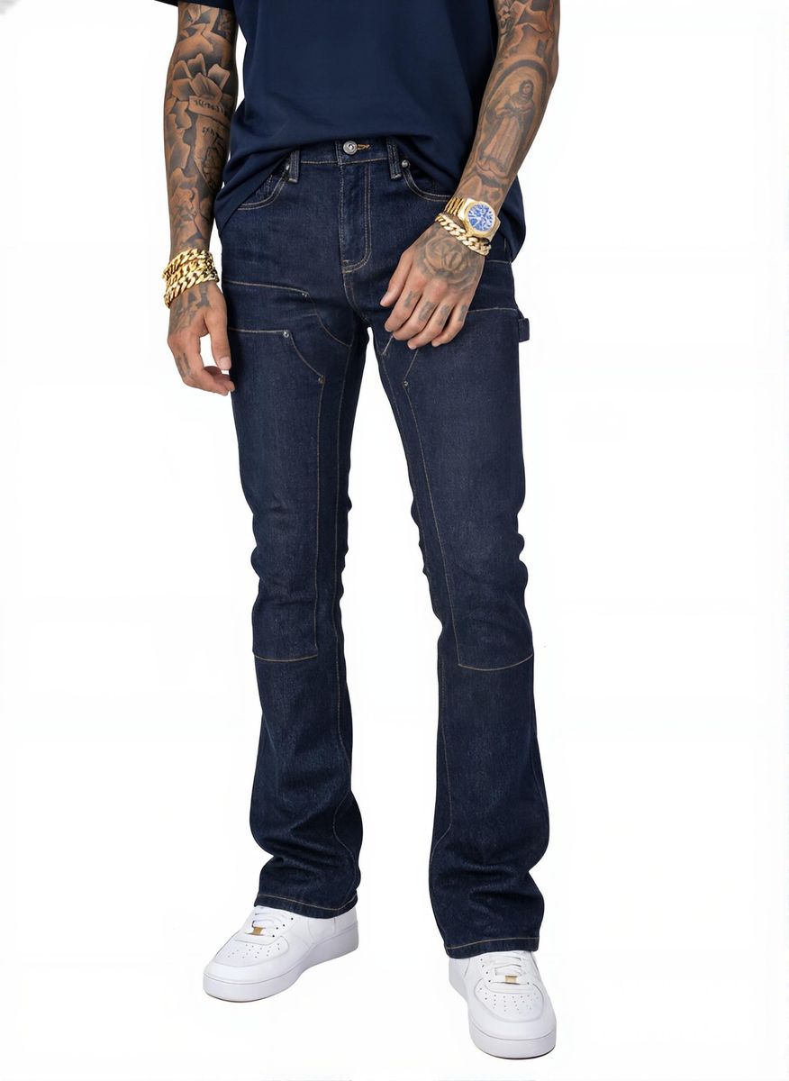 Vicious 'Vc1230' Premium Denim Stacked Jeans- Raw Indigo