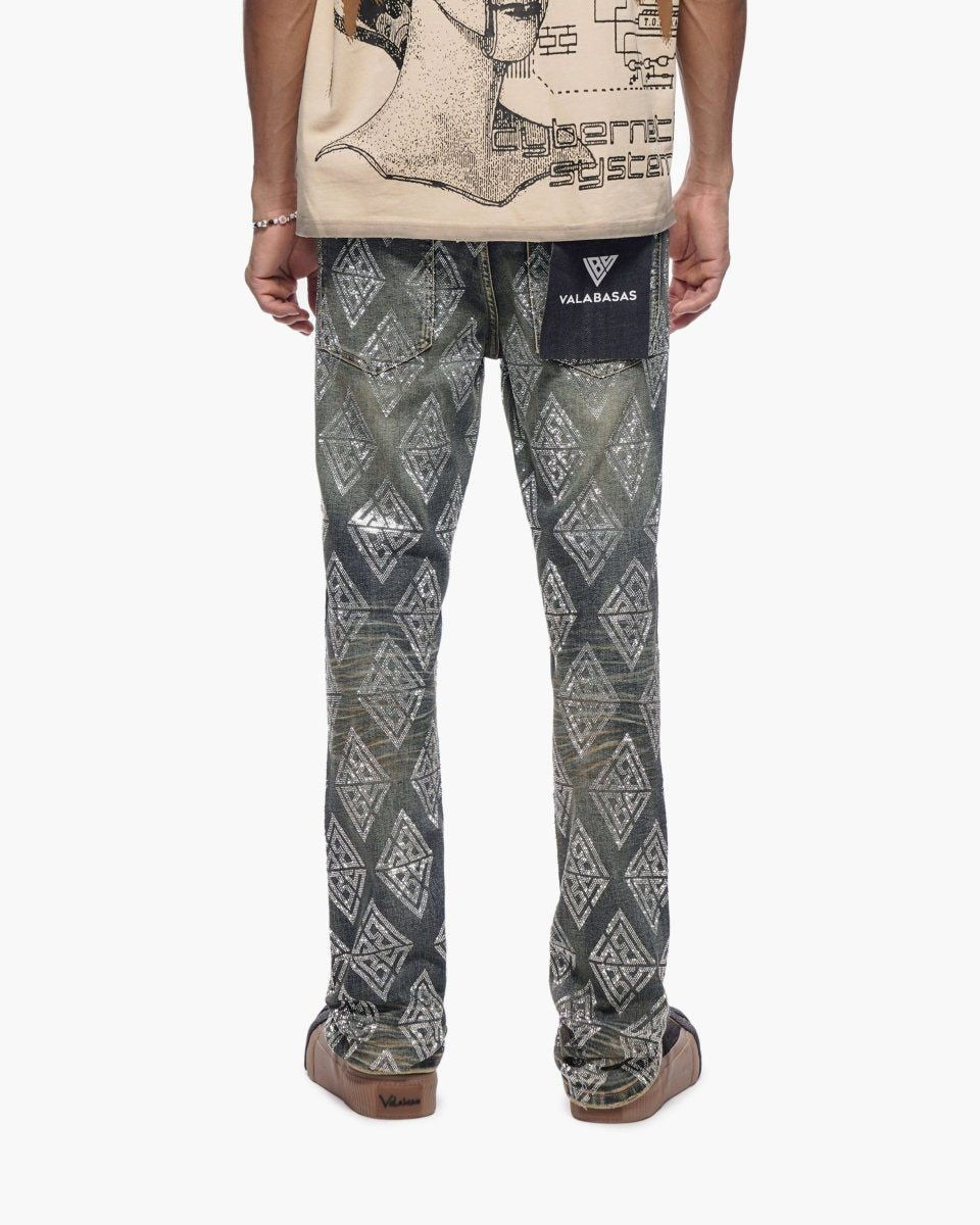 Valabasas Glim Stacked Flare Jeans- Dark Blue  Wash