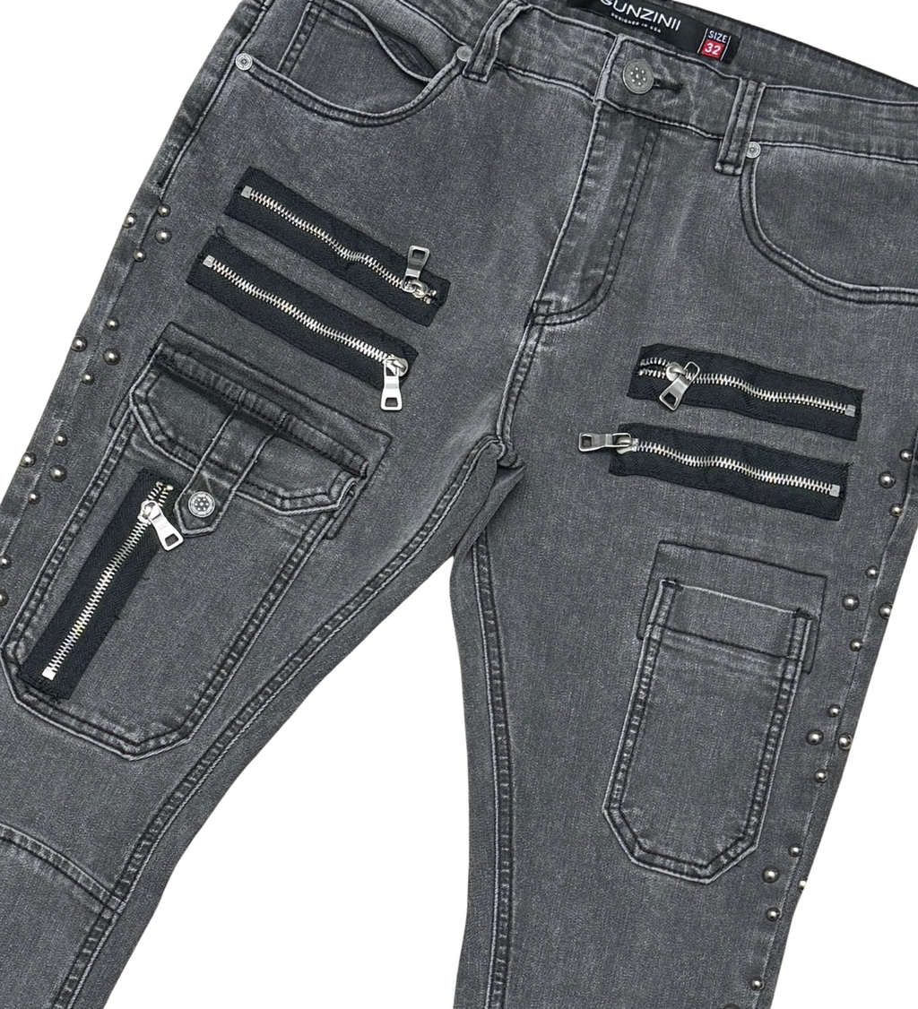Gunzinii Stacked Jeans- Dark Grey