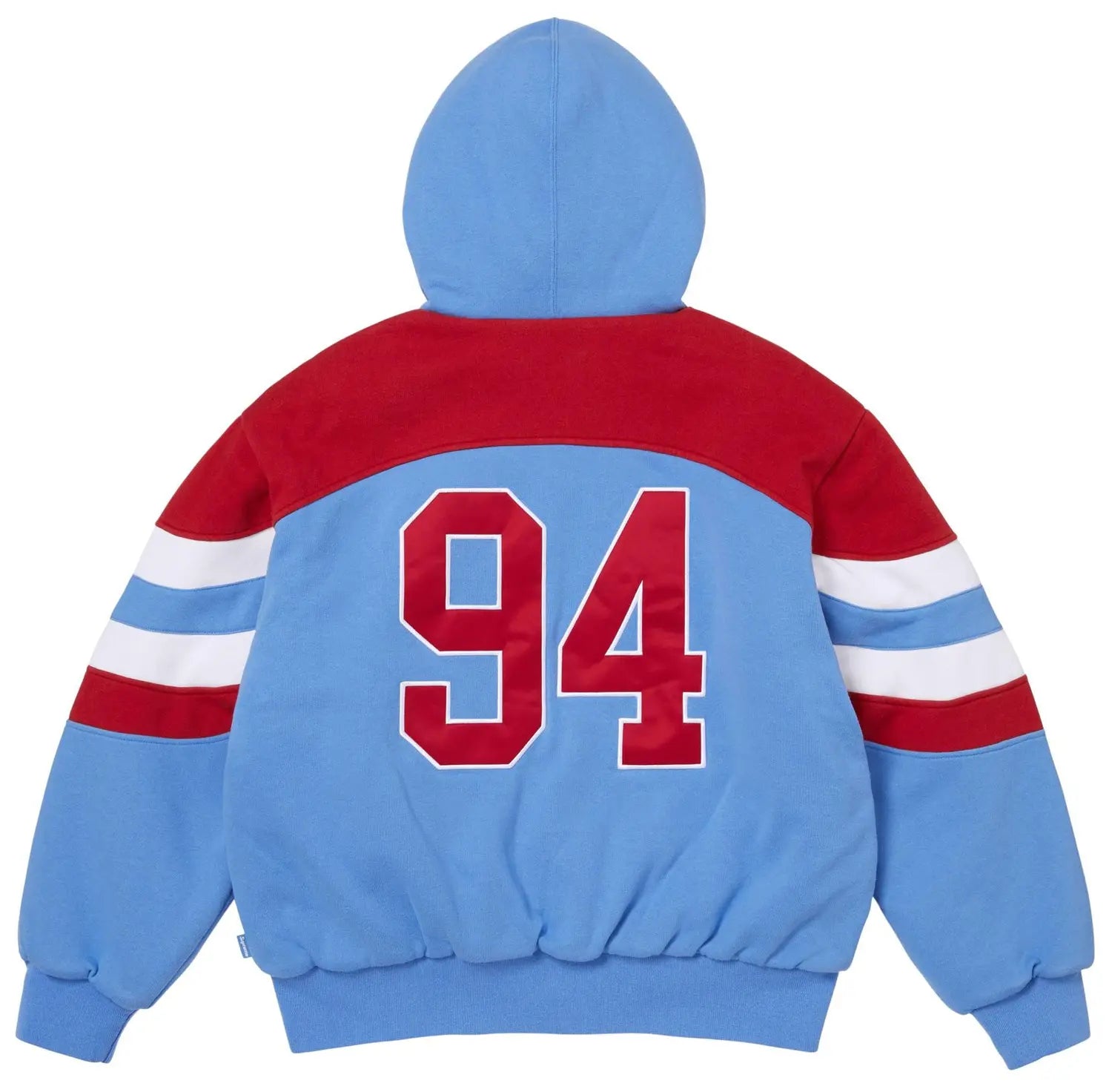 Supreme Filled Zip Up Hoodie- Baby Blue/Red