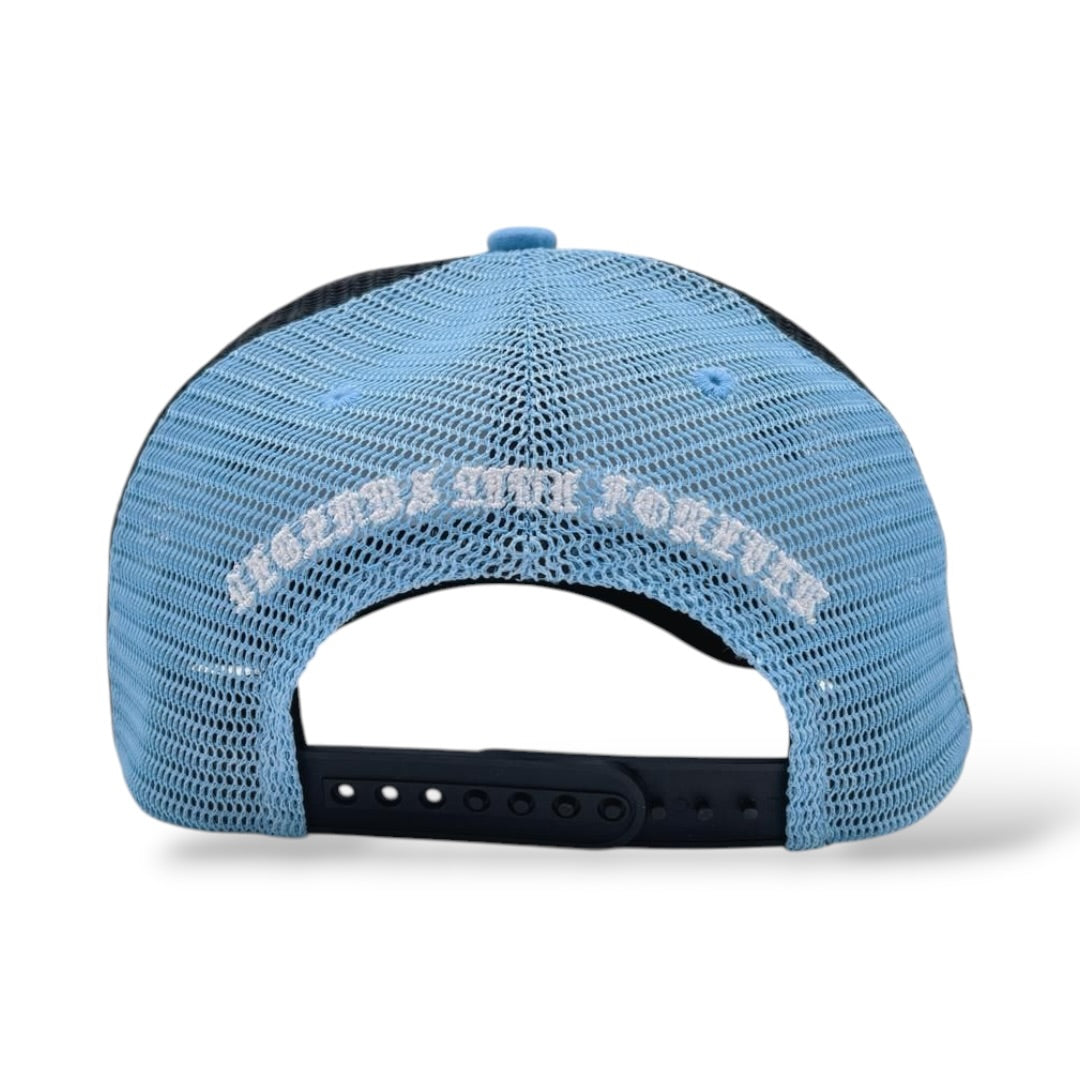 Hudson 'V1 Diamond 777' Suede Trucker Hat- Uni Blue