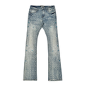 Vicious Embellish Rhinestone Flare Denim- Lt Acid