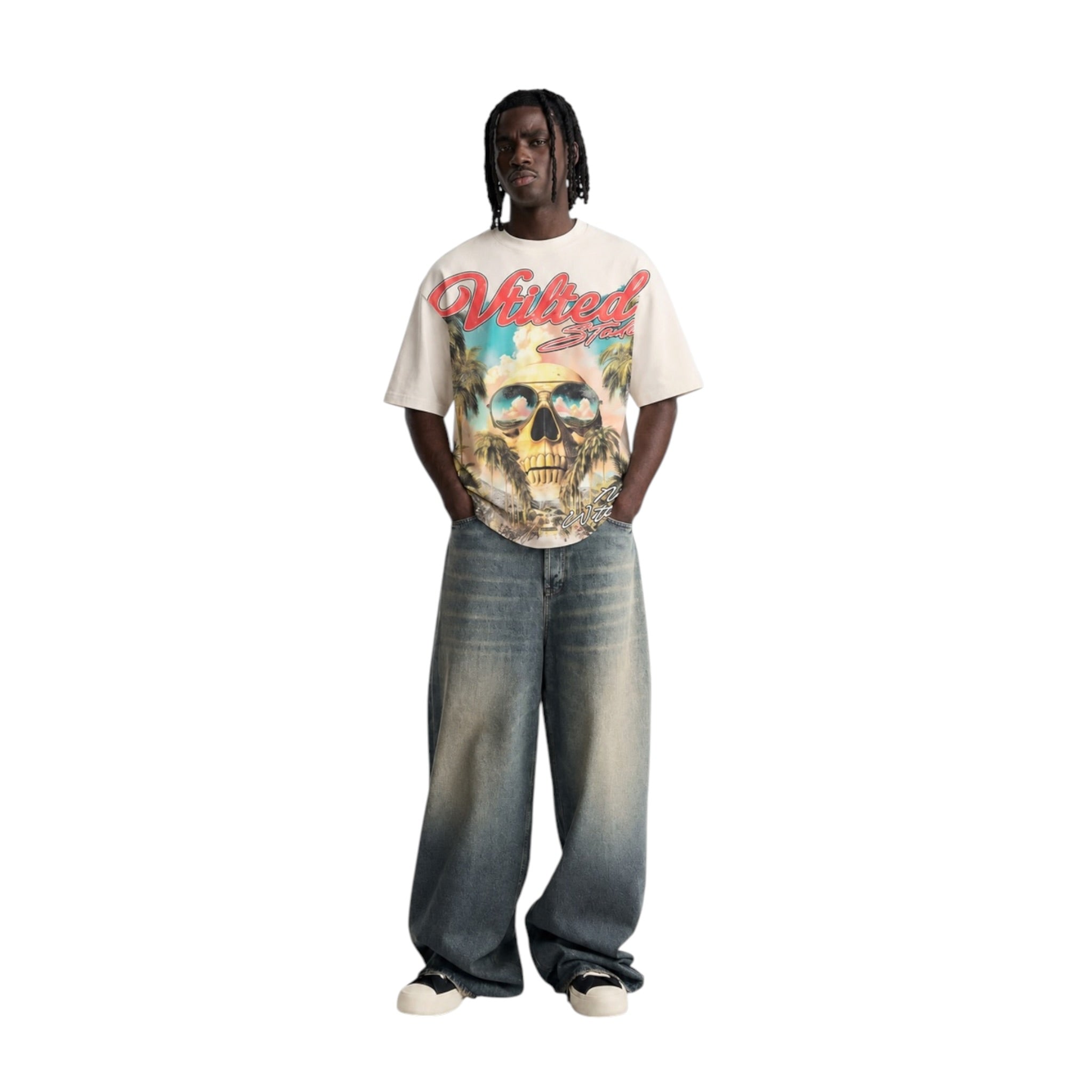 Vtilted 'Palms' T-Shirt- Cream