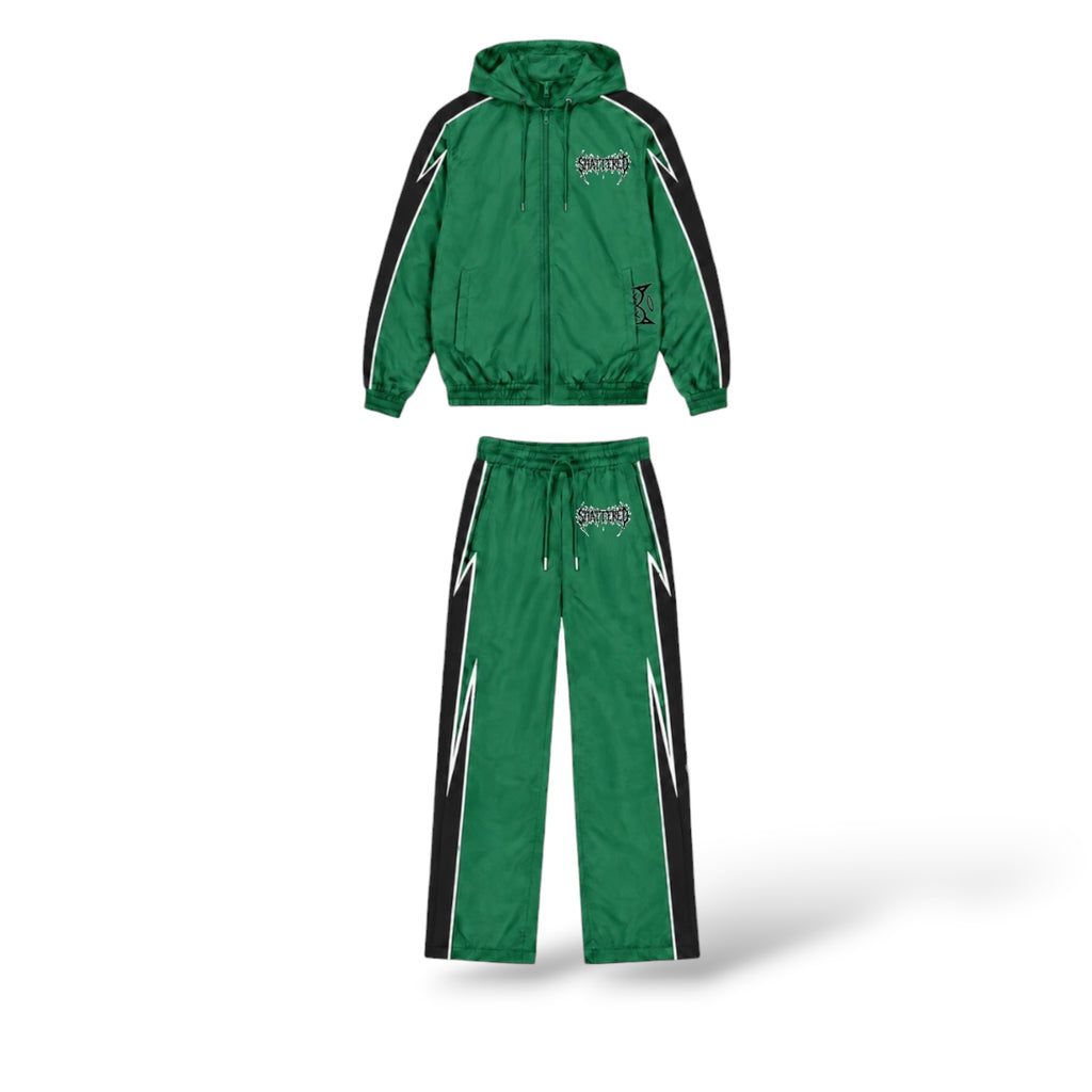 Shattered 'Nylon' Track Pants- Green
