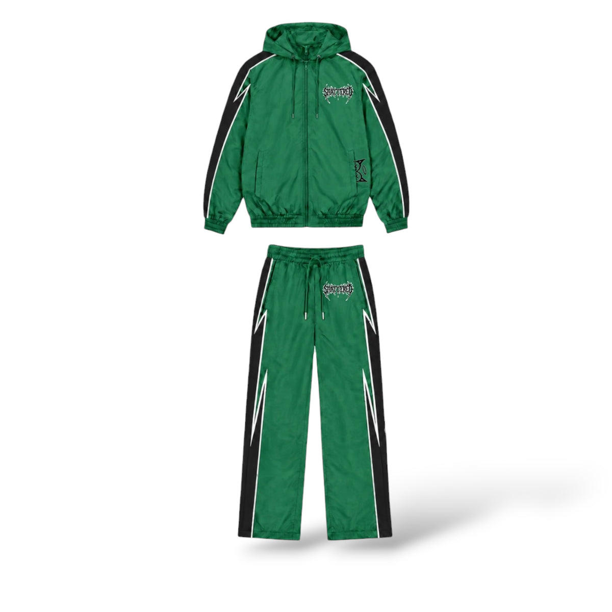 Shattered 'Nylon' Track Pants- Green