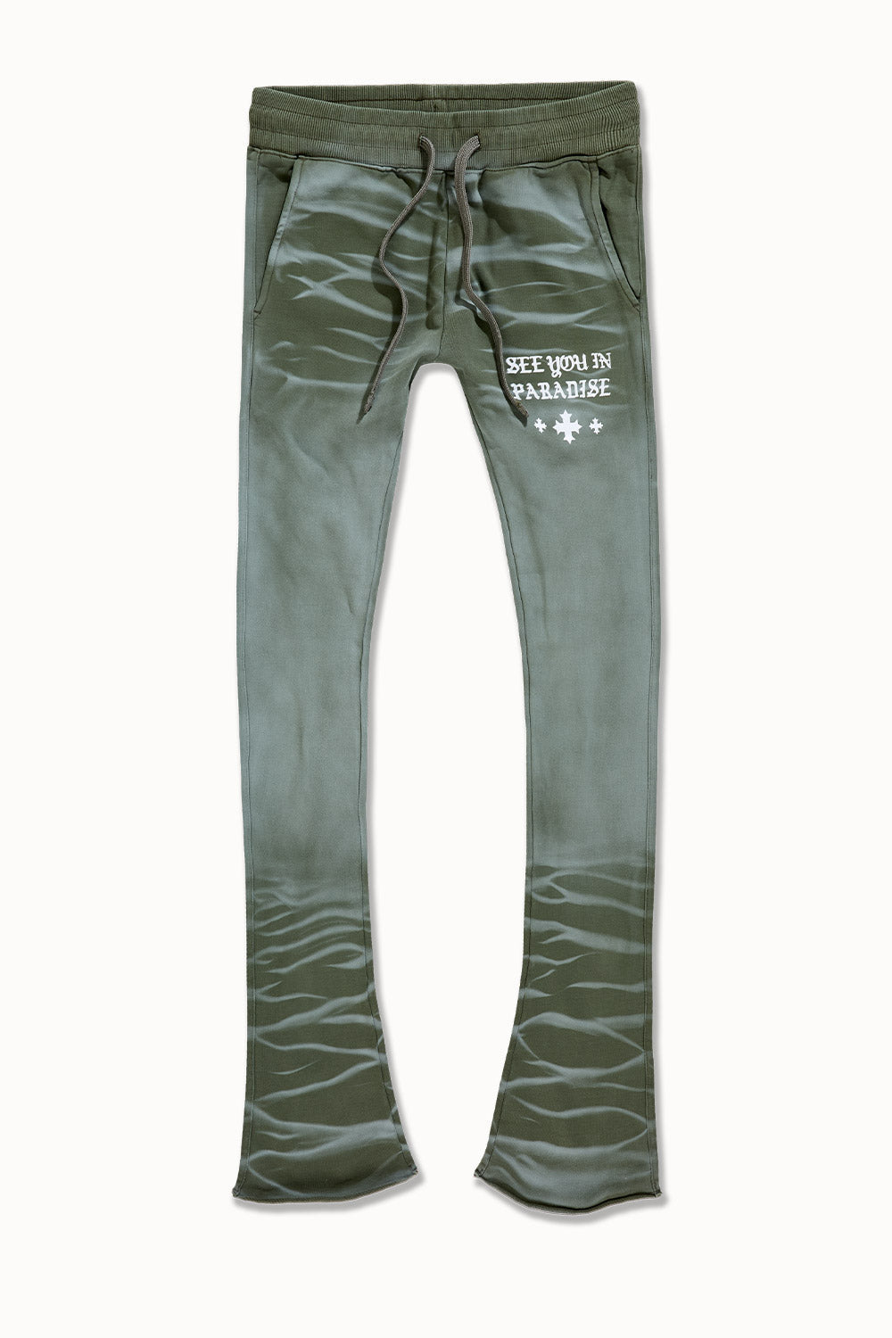 Jordan Craig Tonal Washed Stacked Sweatpants- Olive