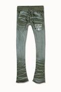 Jordan Craig Tonal Washed Stacked Sweatpants- Olive