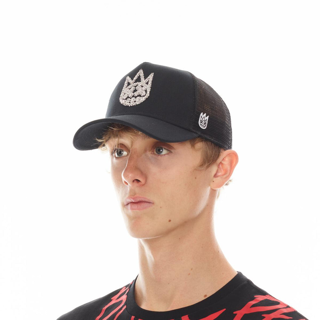 Cult Clean Crystal Logo Mesh Back Trucker Curved Visor- Blk