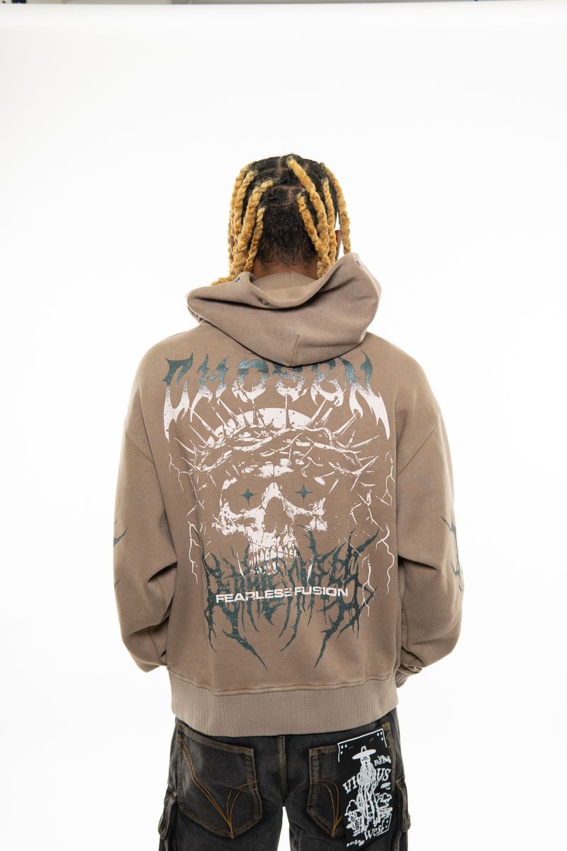 Oversized pull-over hoodie BROWN