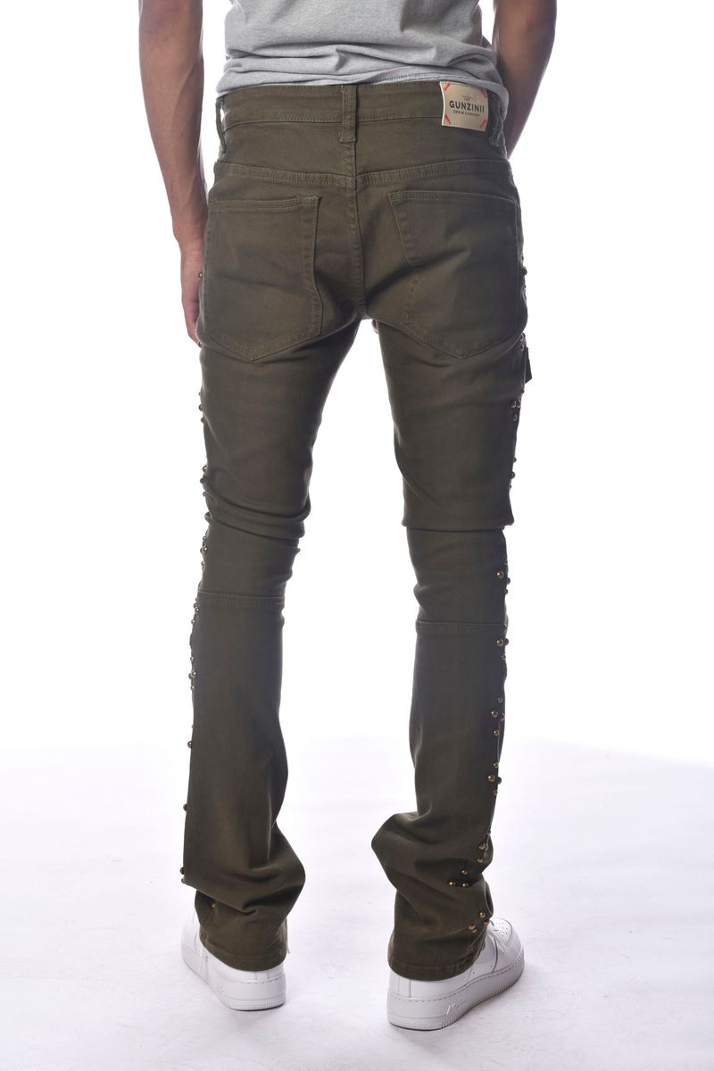 Gunzinii Stacked Jeans- Olive