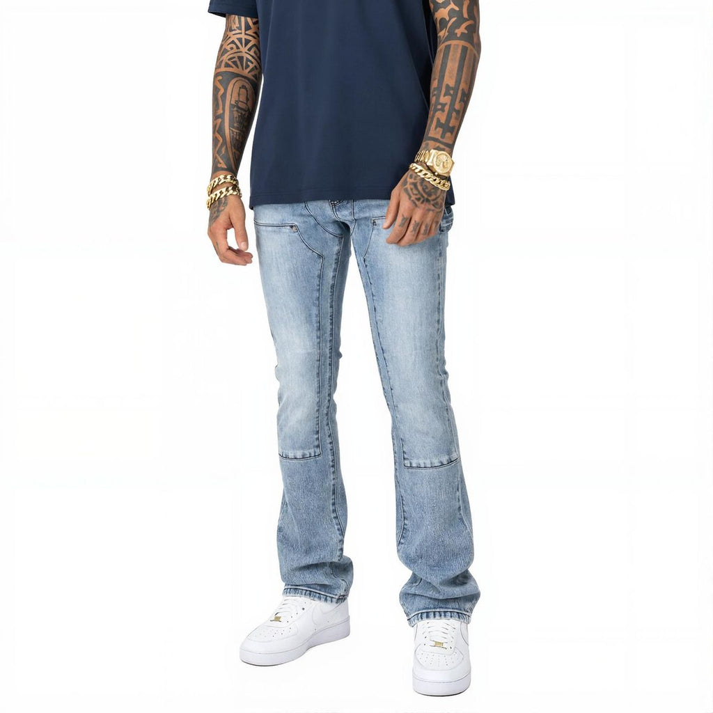 Vicious 'Vc1230' Premium Denim Stacked Jeans- Mud Blue
