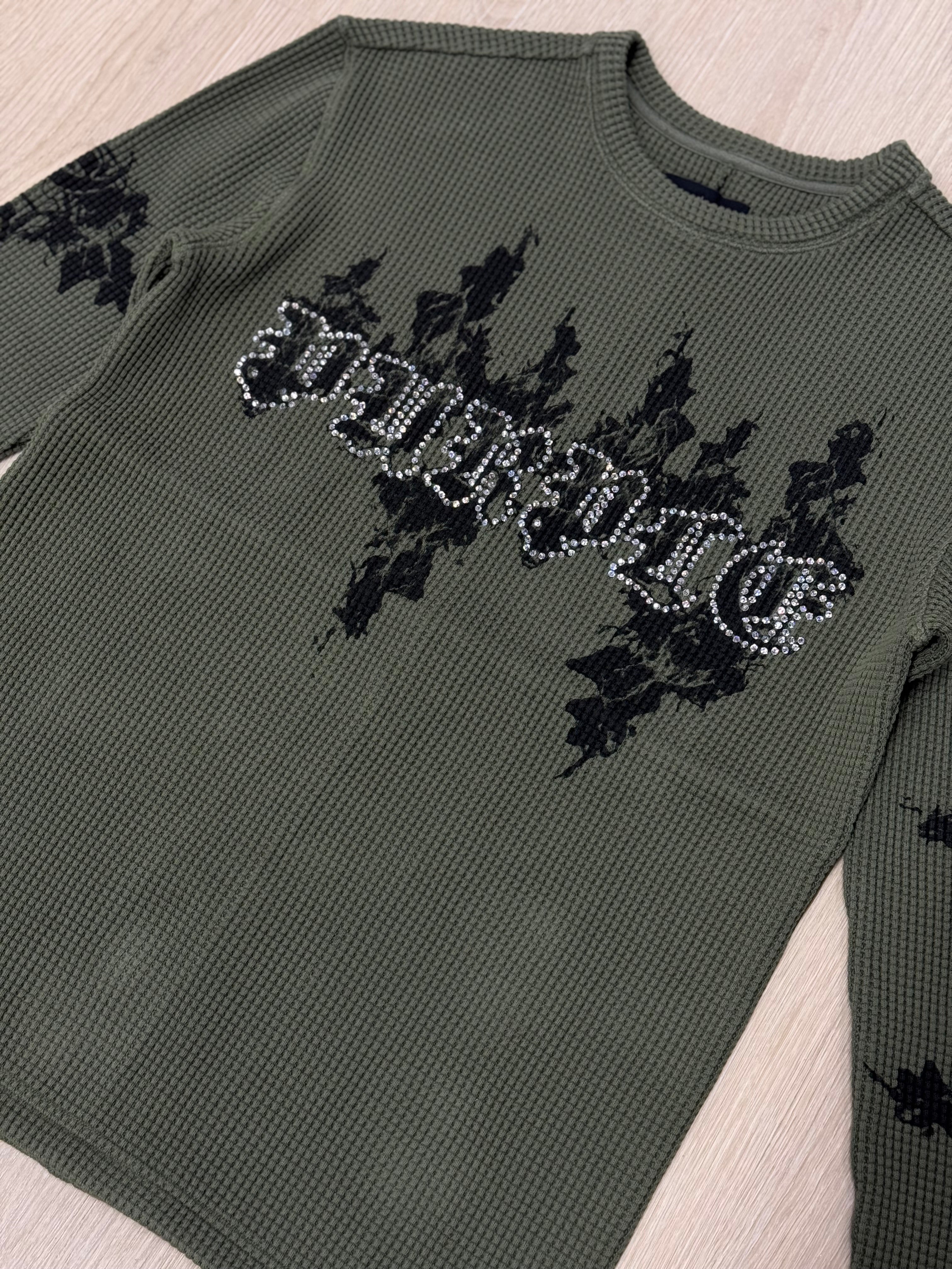 PURPLE ‘Flames Waffle Knit Shirt’- Green