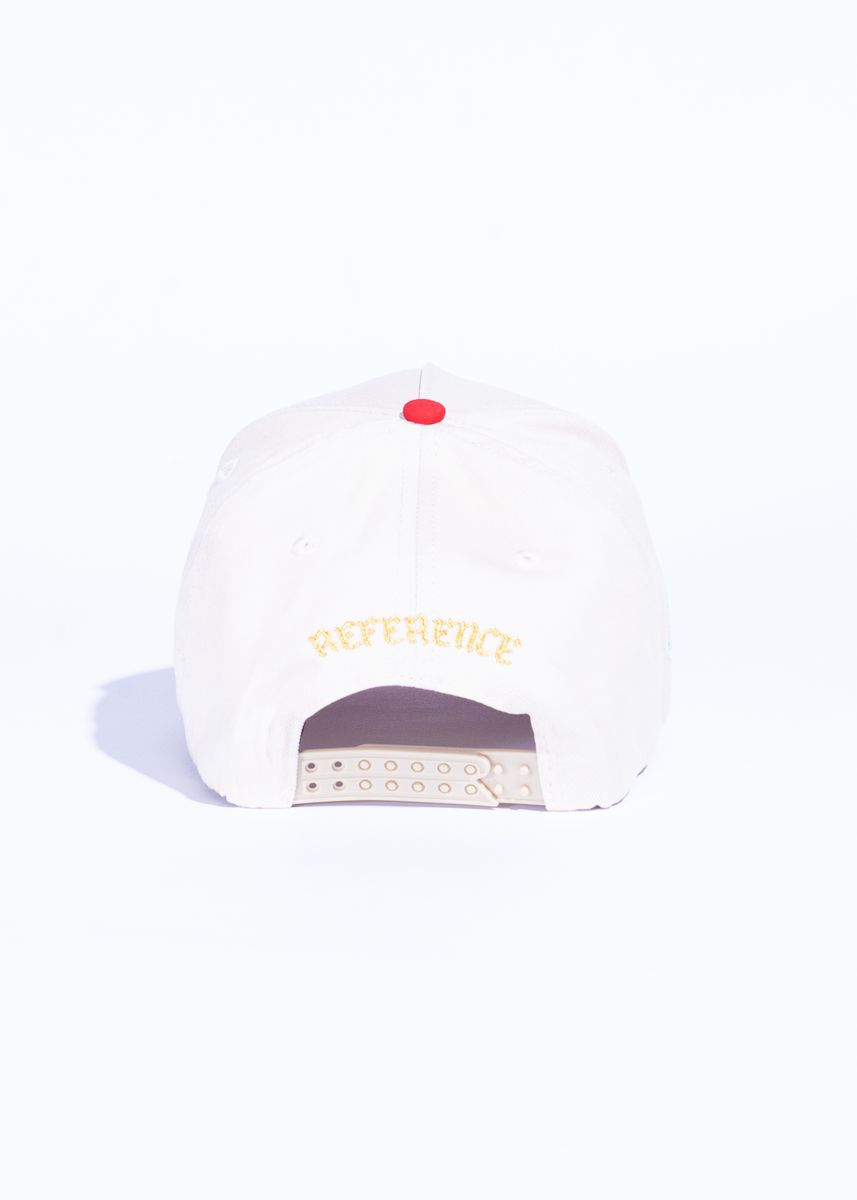 Reference 'Marphins Script' Hat- Cream/Red