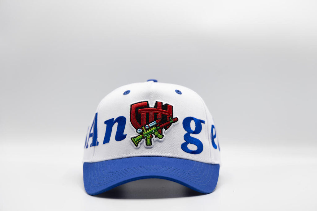 Gth Bold Los Angeles All Around Snapback Cap- White Blue