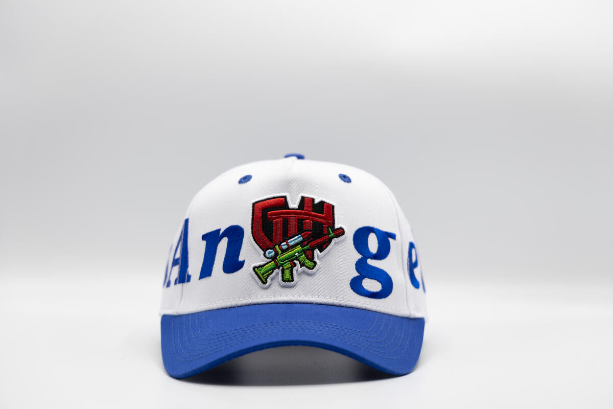 Gth Bold Los Angeles All Around Snapback Cap- White Blue