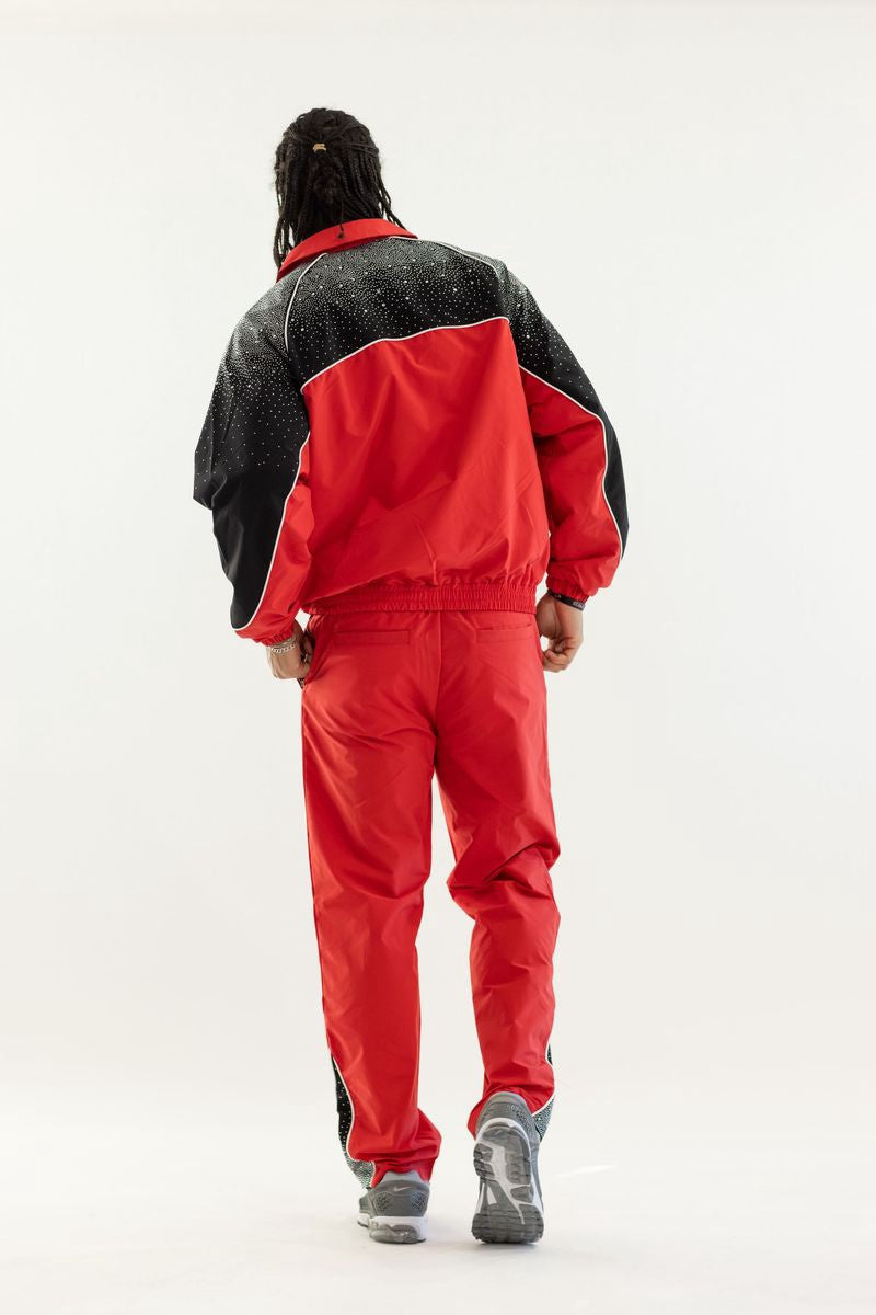 Kindred Track Suit With Rhinestone- Red/Black