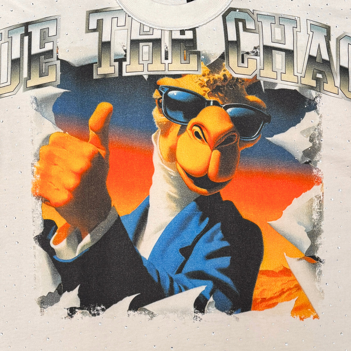 Rare Peace Cue The Chaos Camel Tee W/ Rhinestone Detail- Ecru