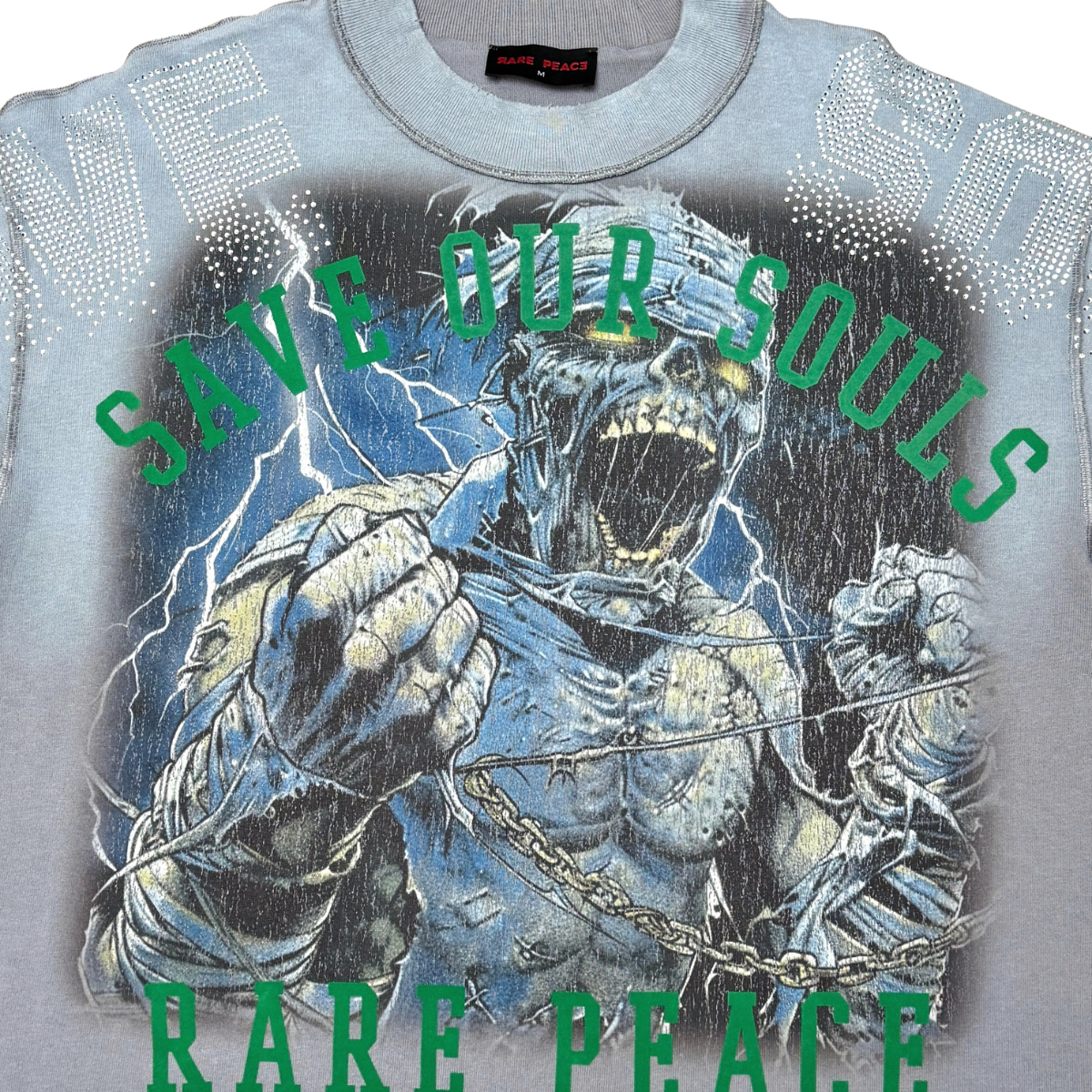 Rare Peace Save Our Souls Tee W/ Rhinestone Detail- Grey