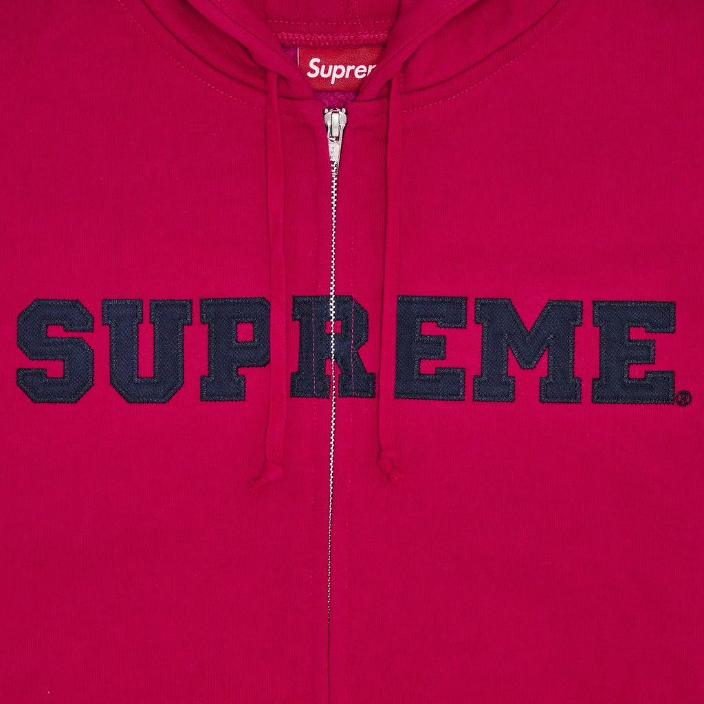 Supreme Collegiate Appliqué Zip Up- Fuchsia