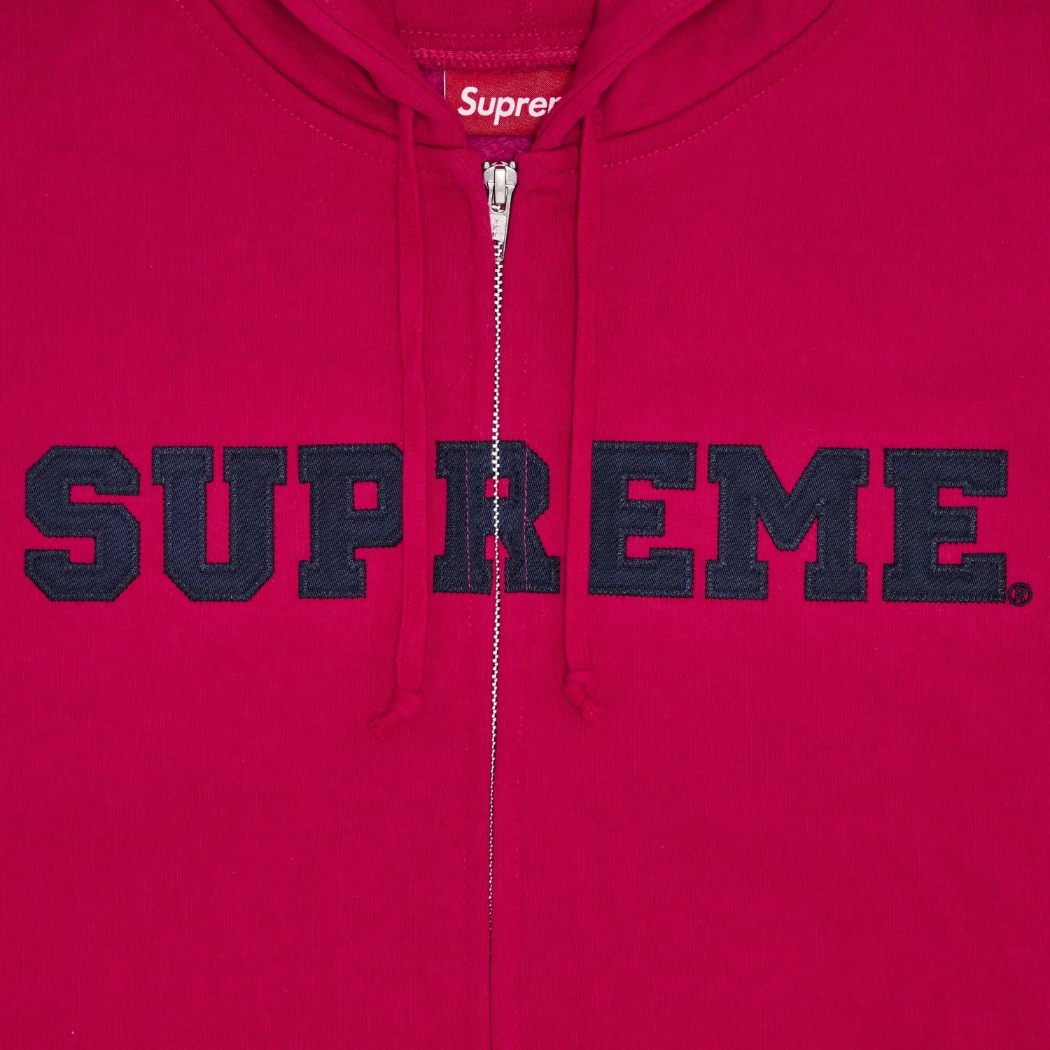 Supreme Collegiate Appliqué Zip Up- Fuchsia