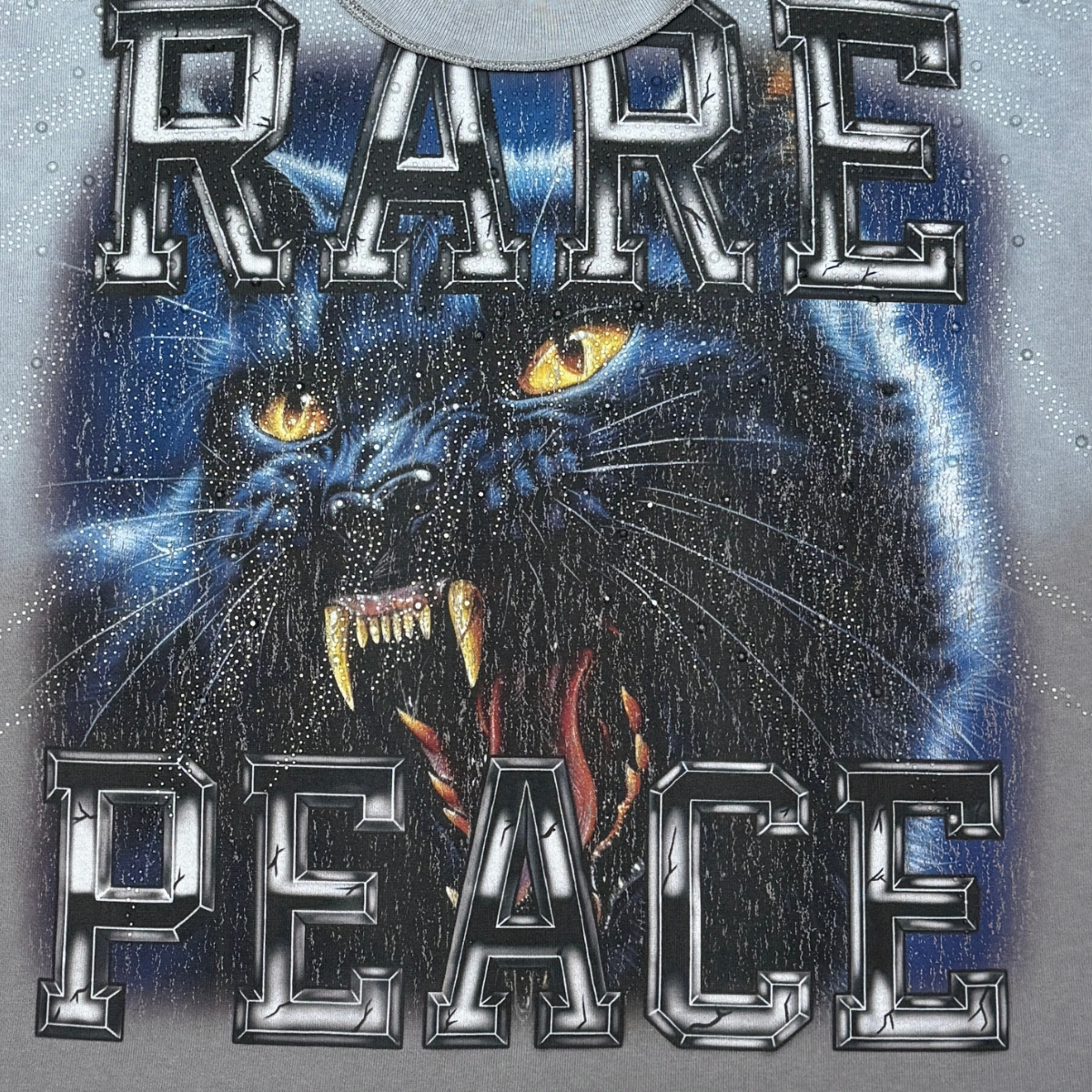 Rare Peace Black Panther Tee W/ Clear Rhinestones- Grey