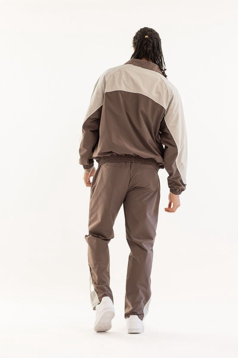 Kindred Track Suit With Rhinestone- Brown/Khaki