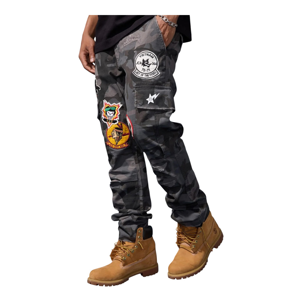 JC Hellfire Cargo Pants- Black Camo