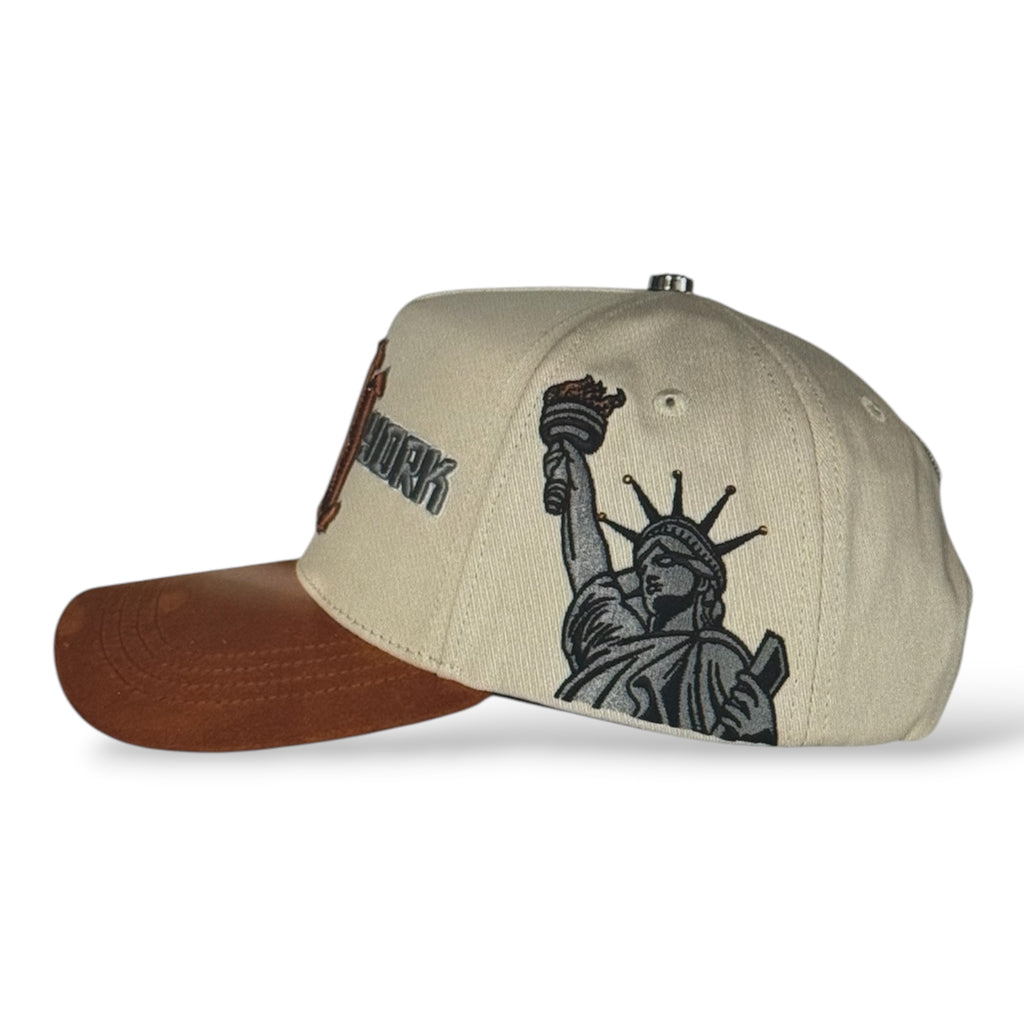 Caps'Fans NY Cap With Crystals- Burnt Orange/Cream