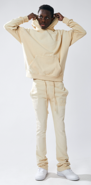 Urban Beast Sun Faded HD Print Sweats- Khaki
