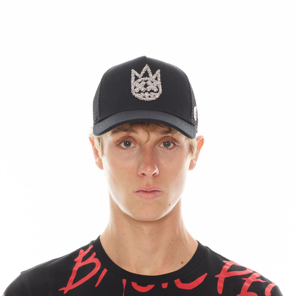 Cult Clean Crystal Logo Mesh Back Trucker Curved Visor- Blk