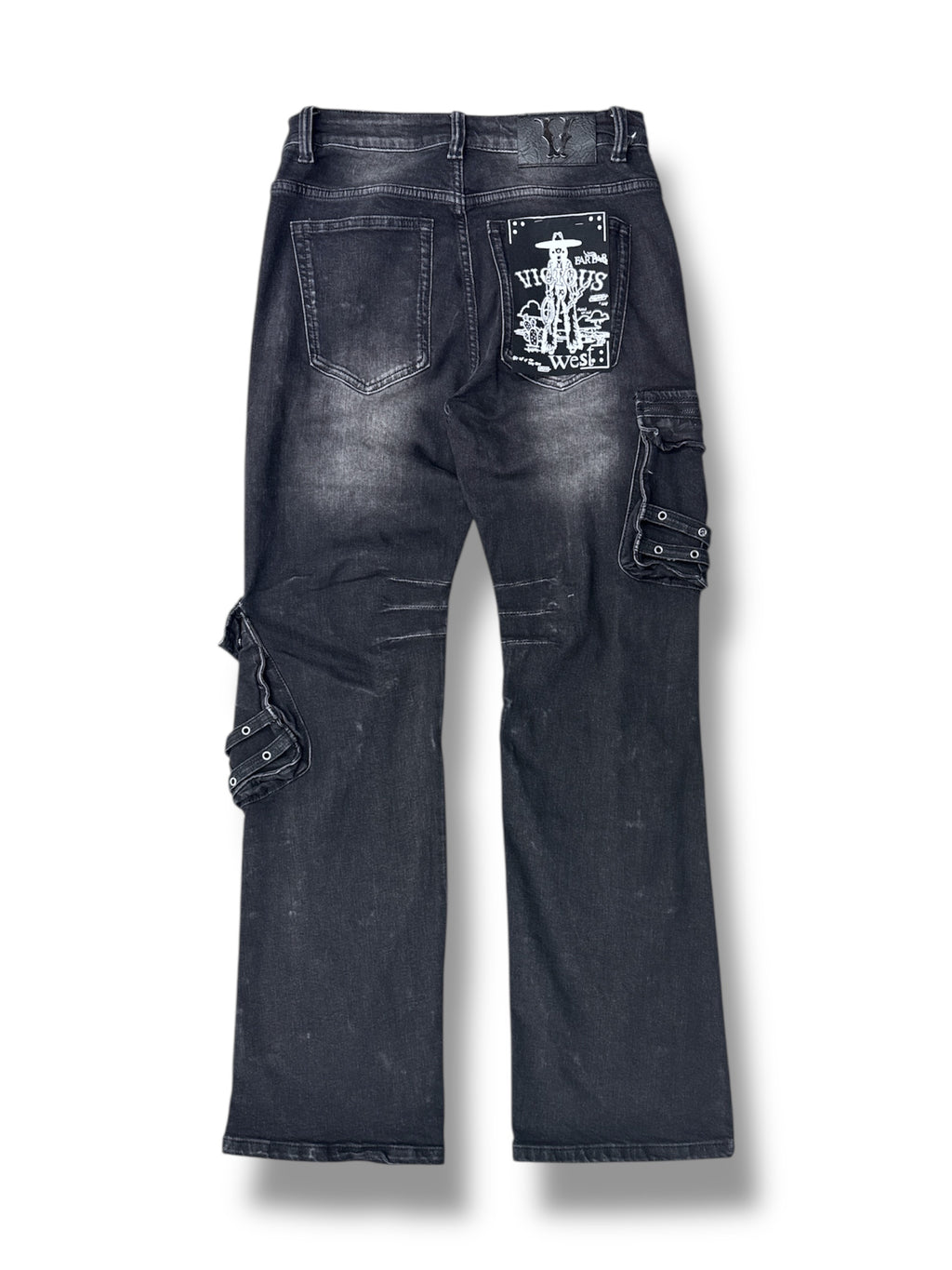 Vicious Western Fit Multi Zipper Cargo Pants- Black