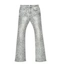 Vicious Embellish Rhinestone Flare Denim- Lt Grey