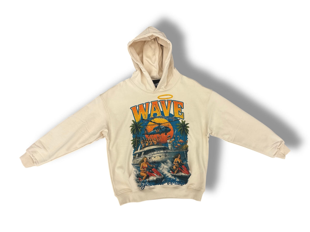 Wave Crusin Hoodie-Cream